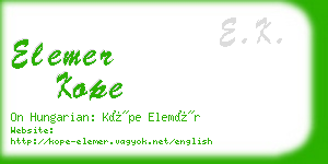 elemer kope business card